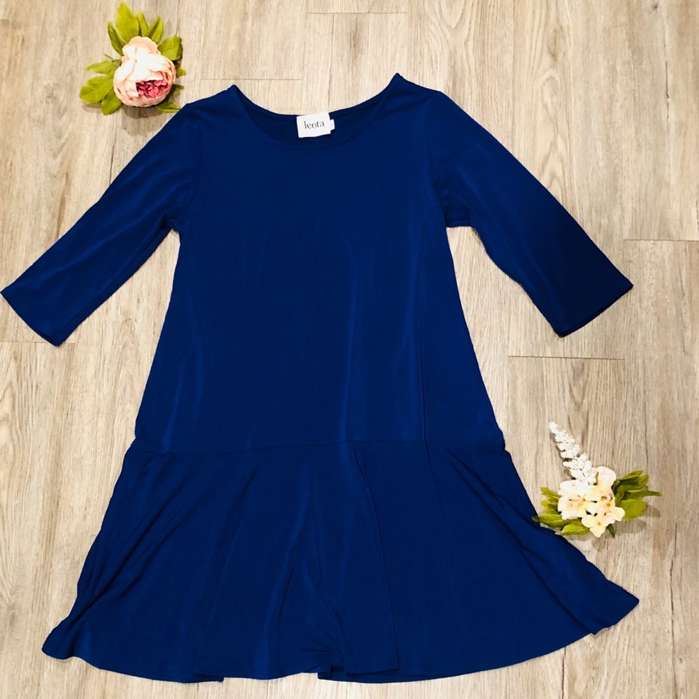 Leota Flounce Hem Dress Royal Blue Size Medium
